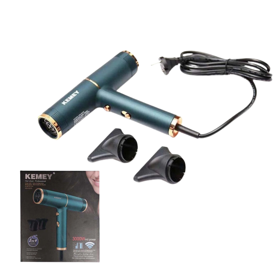 Фен для волос Kemei 3000 Вт с концентратором 2 скорости и 2 температурных режима (KM-8225)