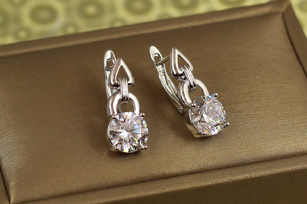 Серьги Xuping Jewelry Солитер 2 см Серебристый (39102863)