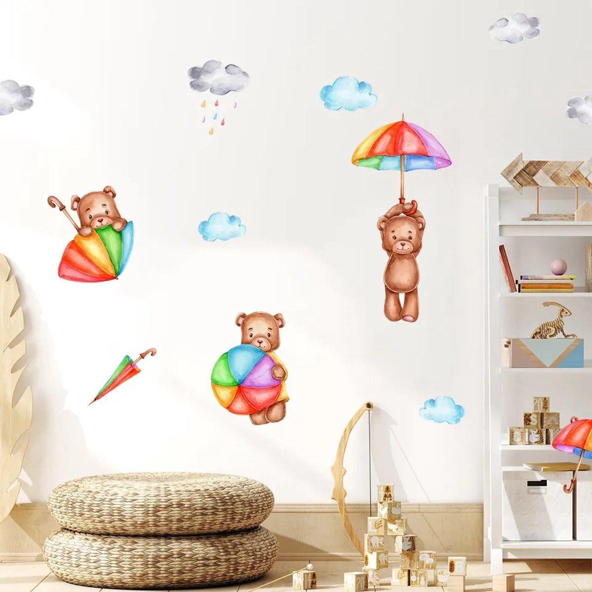 Наклейки вінілові Ведмежа із парасольками декоративні в дитячу кімнату 30х90 см - фото 4 Наклейки вінілові Ведмежа із парасольками декоративні в дитячу кімнату 30х90 см - фото 4