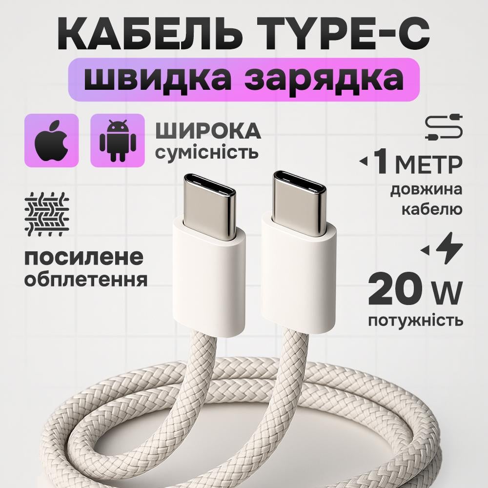 Кабель Foxconn Type-C to Type-C плетений 1 м (c5279a4f) - фото 2