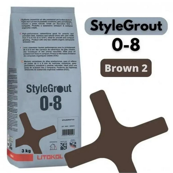 Затирка для плитки цементная Litokol StyleGrout 0-8 3 кг Brown 2 (SG08BRW20063) - фото 1