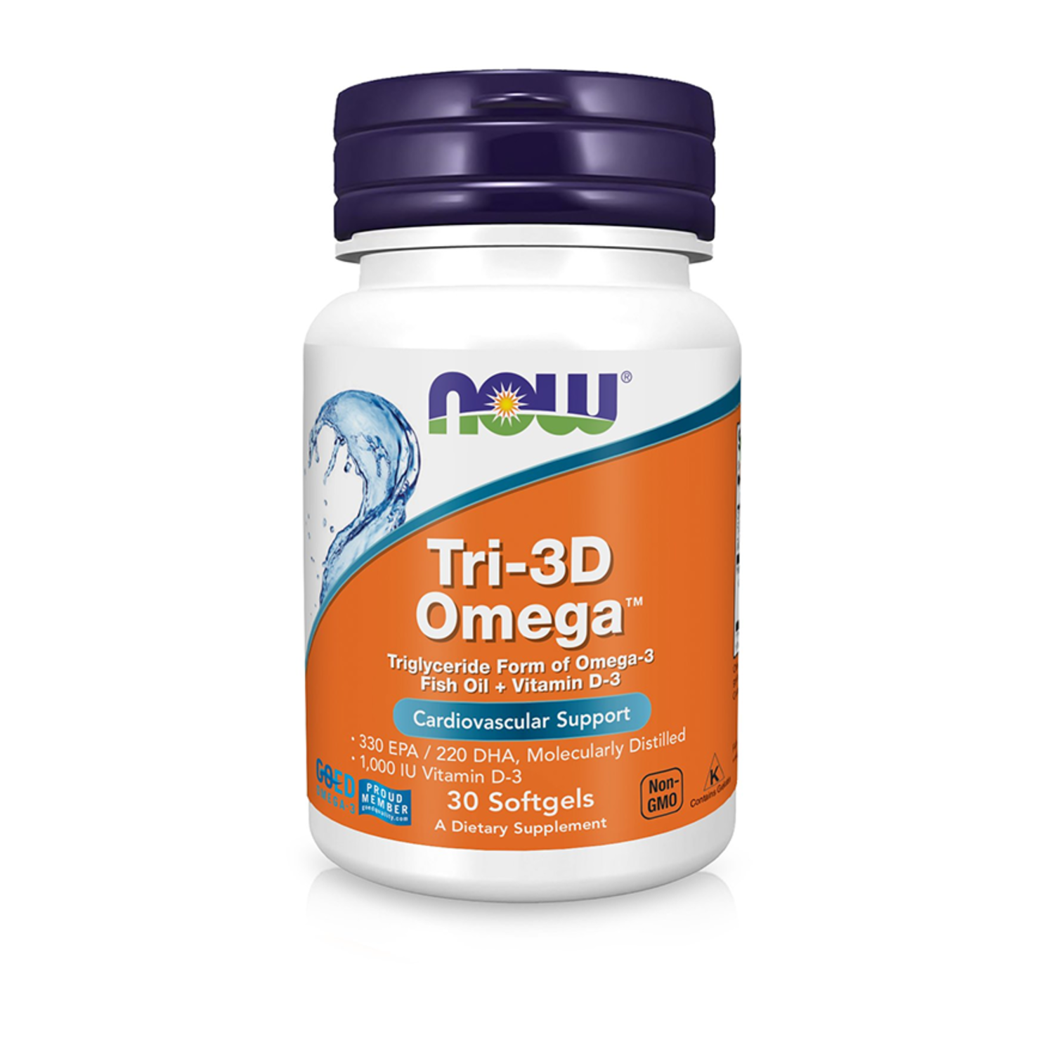 Омега с витамином D Now Tri-3D Omega 30 капсул