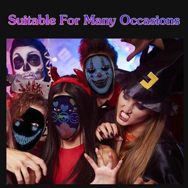 Маска светодиодная для лица на Helloween Bluetooth APP Control - фото 9