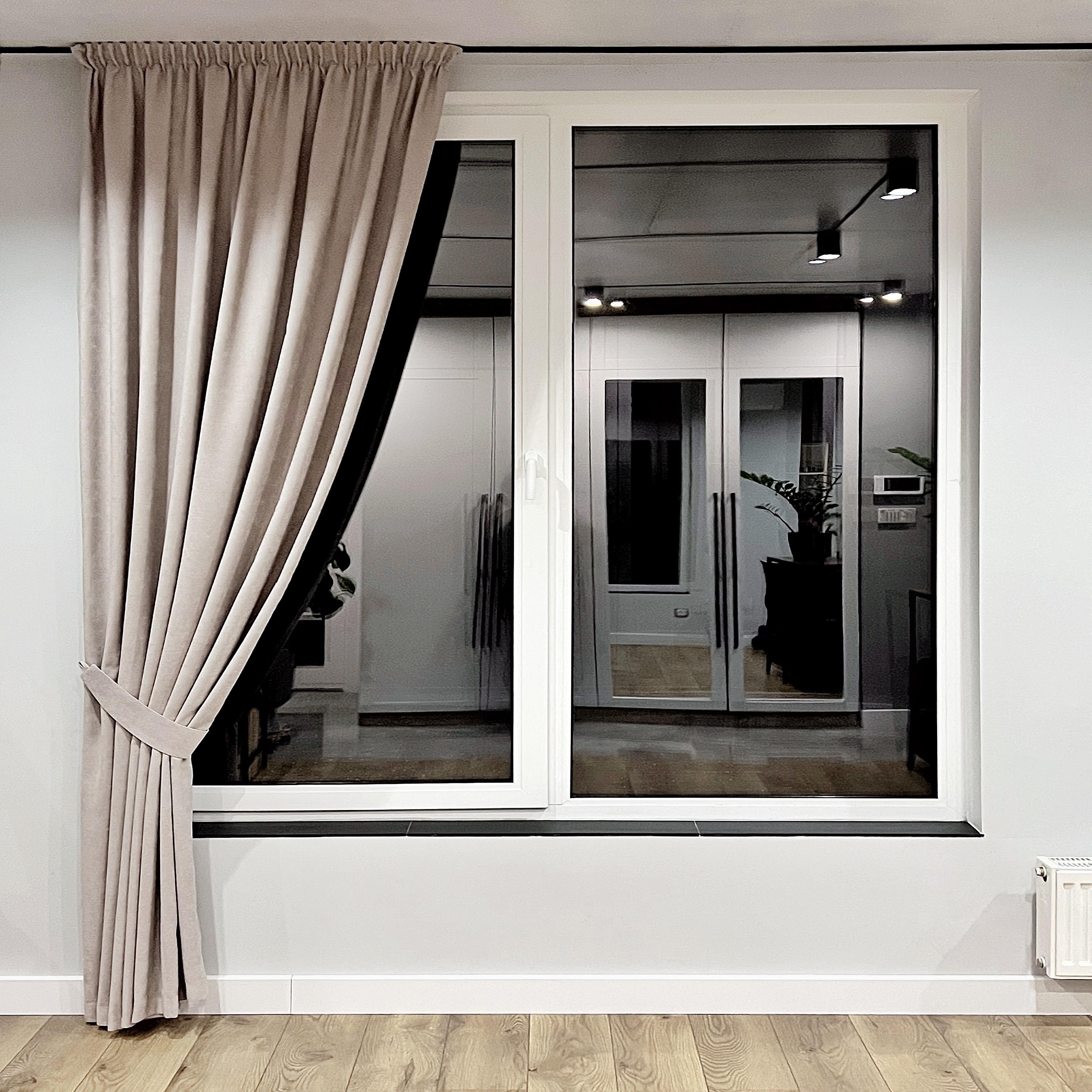 Штора на тесьме с подхватом 180x250 см микровелюр 1 шт. Беж-капучино (402700-МТ11/180) - фото 1