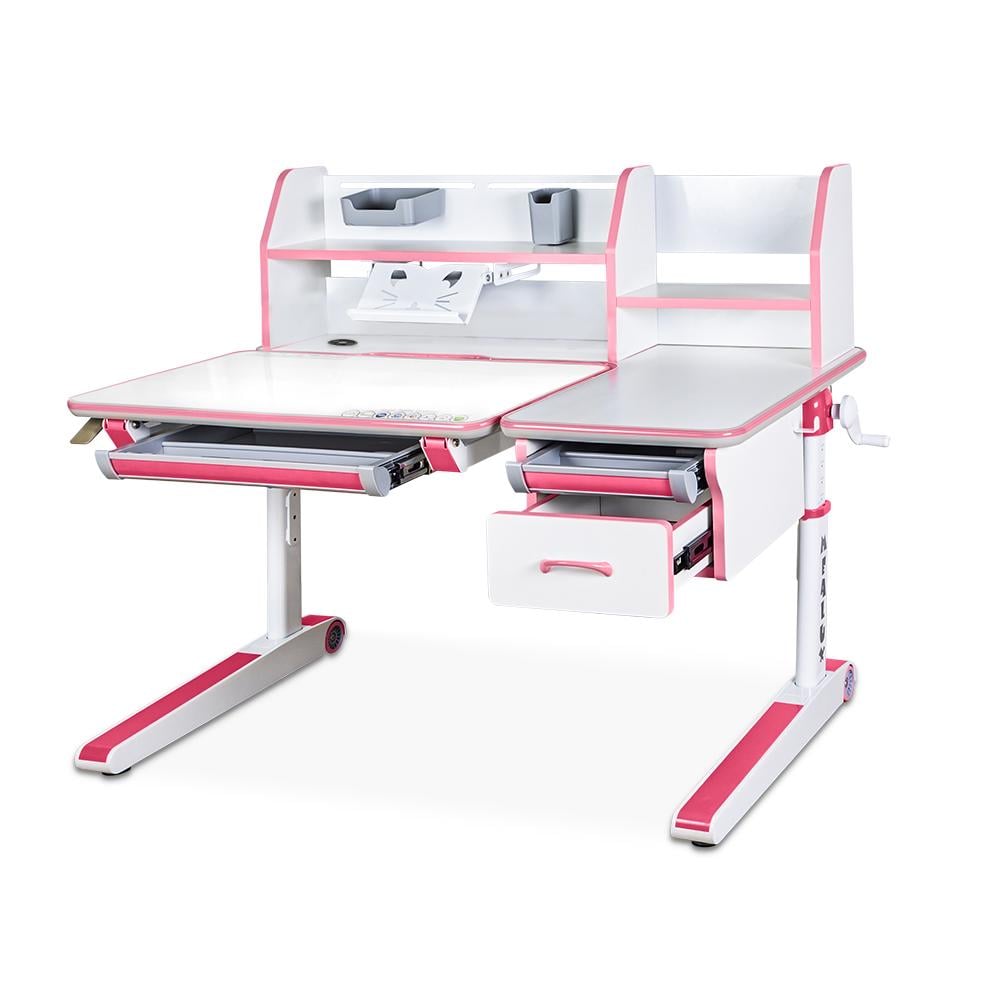 Парта трансформер школьная эргономичная Mealux Sherwood Energy Белый/Розовый (BD-830 W/PN Energy) - фото 1 Парта трансформер школьная эргономичная Mealux Sherwood Energy Белый/Розовый (BD-830 W/PN Energy) - фото 1