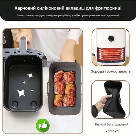 Форма силіконова вкладиші для фритюрниць ребристих 2 шт. 21,5 см Чорний (SAM-22-2) - фото 5 Форма силіконова вкладиші для фритюрниць ребристих 2 шт. 21,5 см Чорний (SAM-22-2) - фото 5