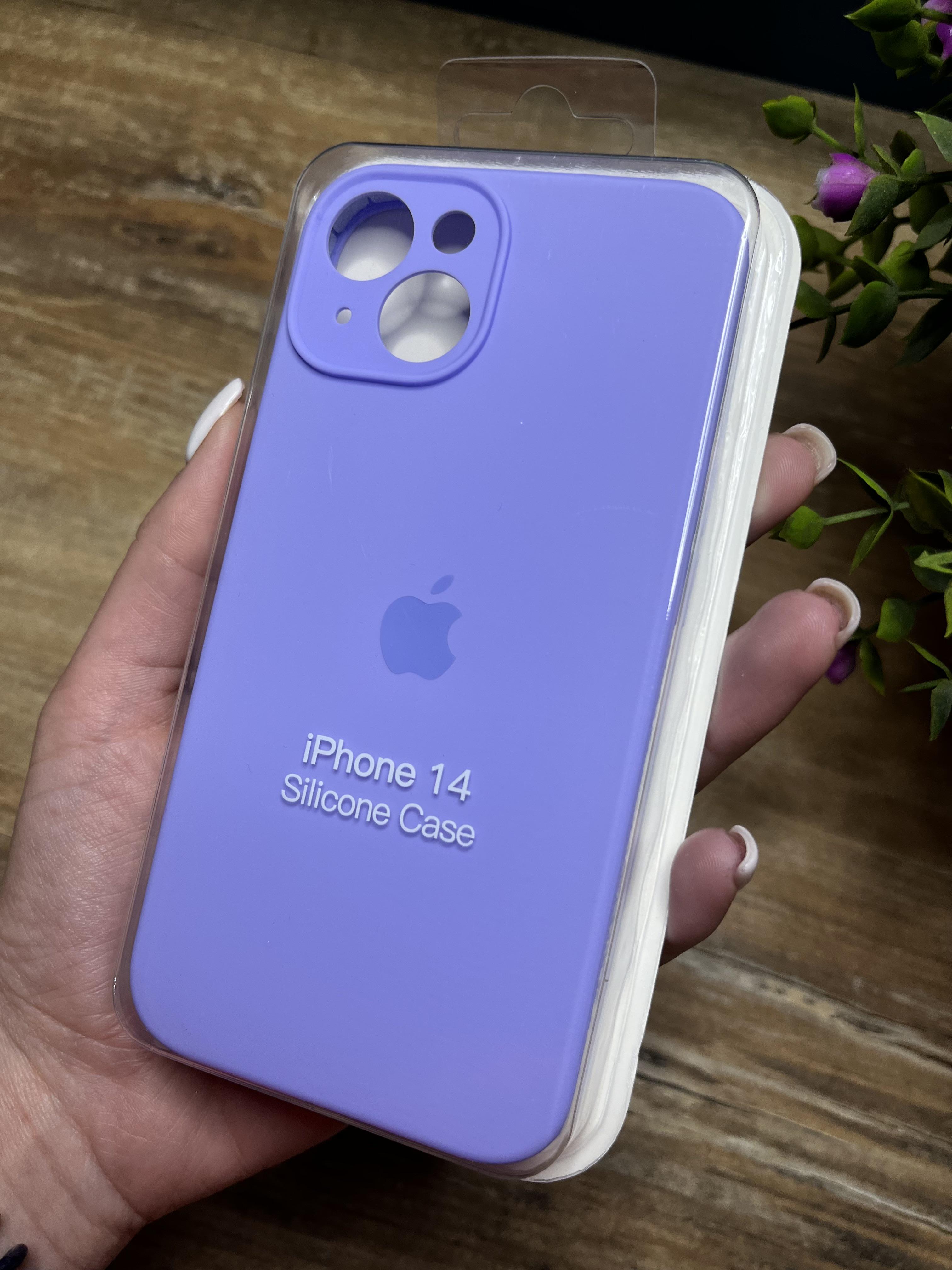 Чехол накладка на iPhone (Айфон) 14 закрытый низ и закрытая камера silicone case full camera Apple - фото 1