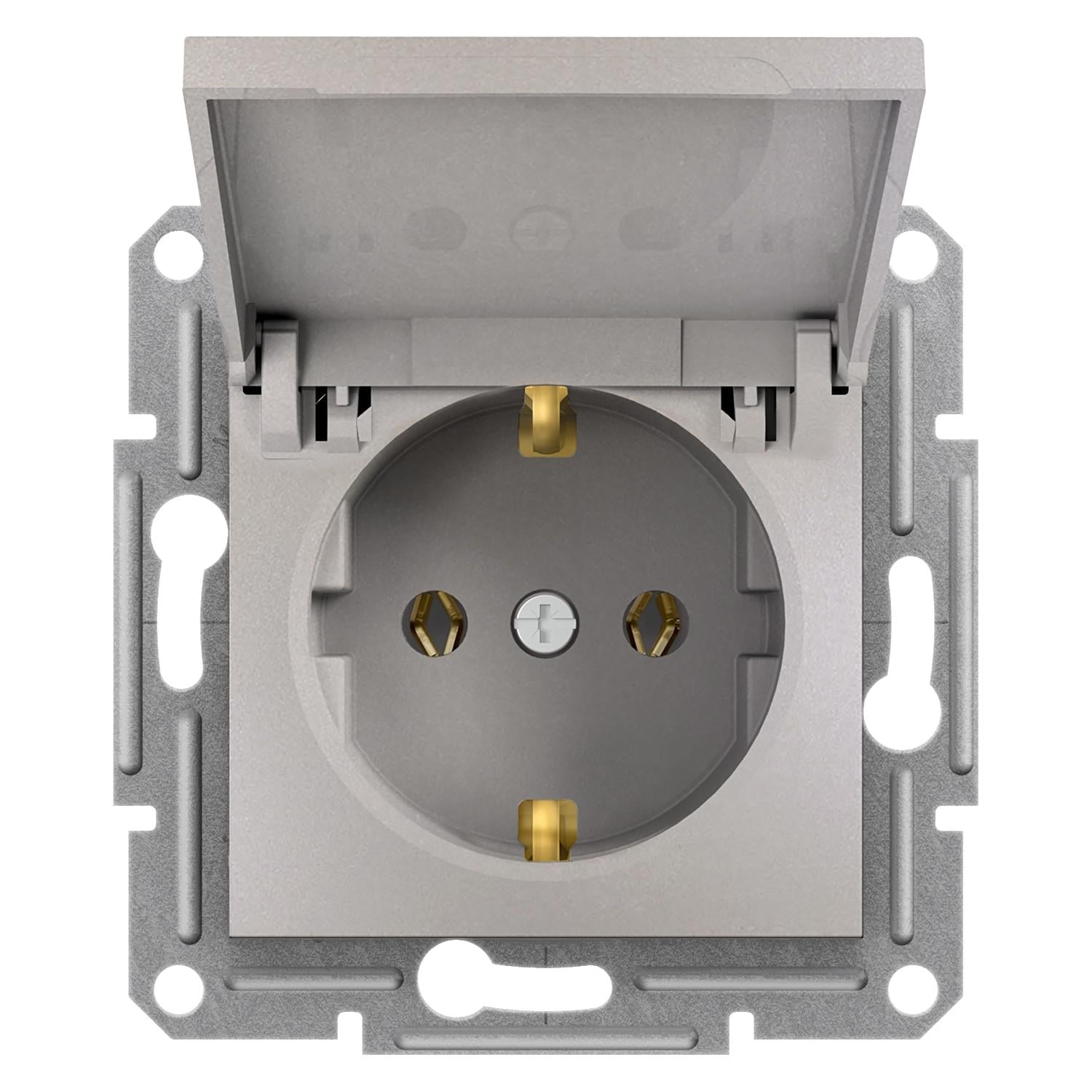 Розетка Schneider Electric Asfora с крышкой с заземлением Бронзовый (EPH3100169)
