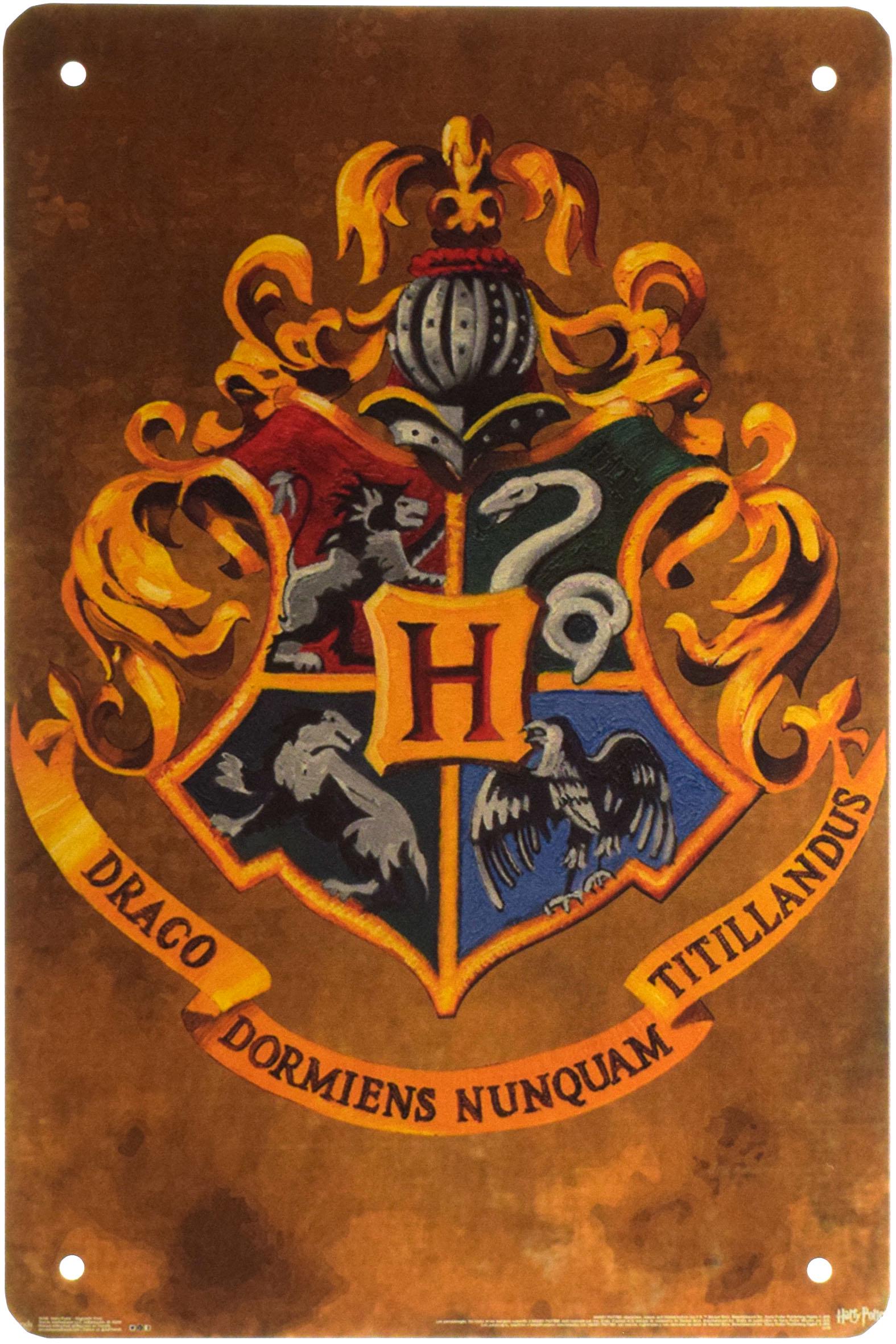 Табличка металлическая Гарри Поттер Хогвартский Герб/Harry Potter Hogwarts Crest 20x30 см