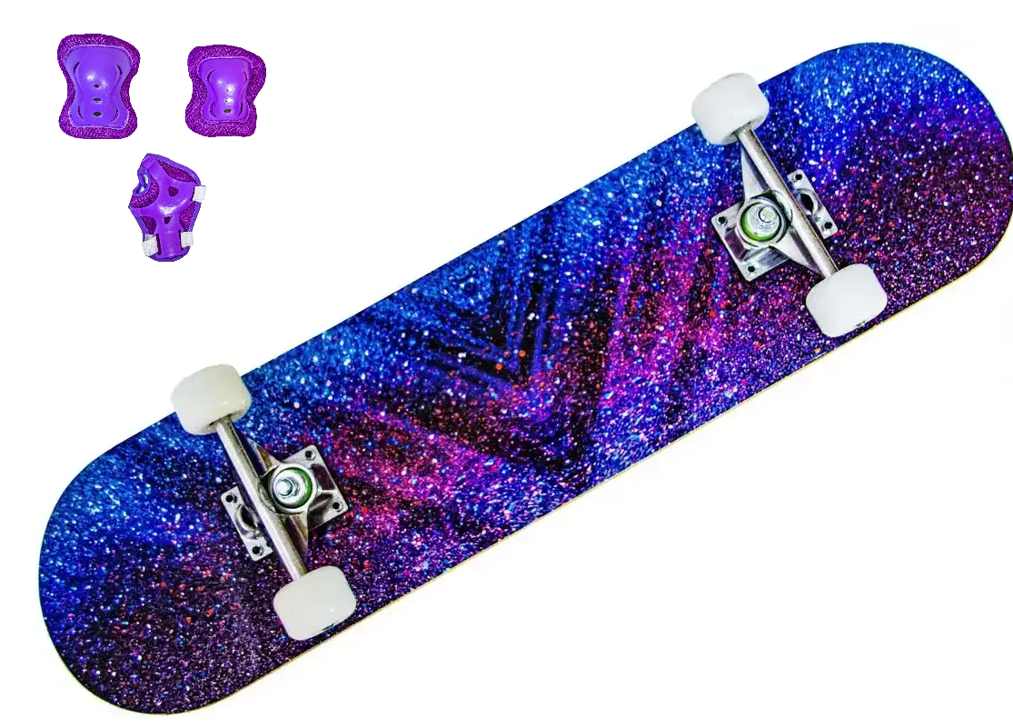 Скейтборд Purple Space с защитой в комплекте до 85 кг