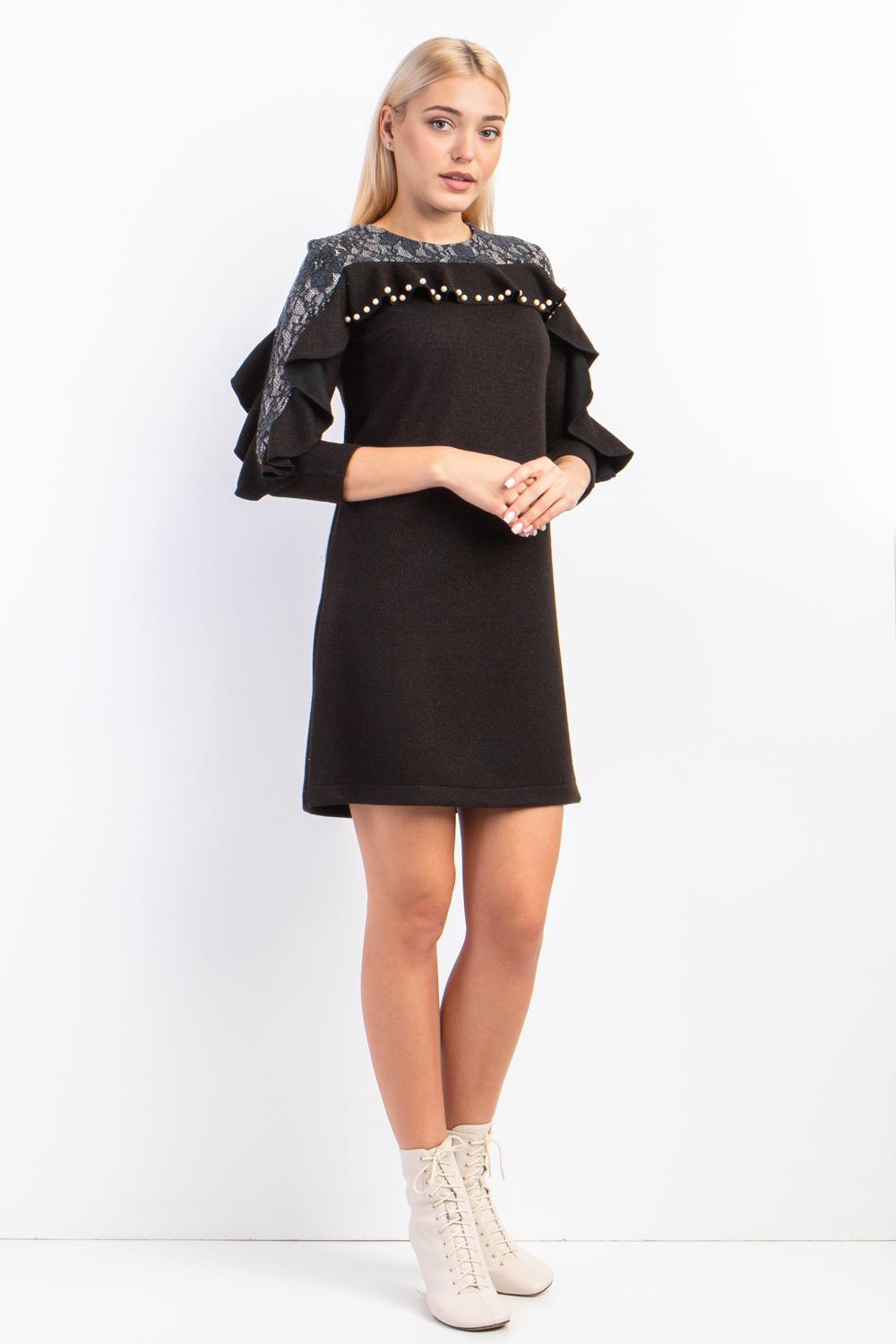 Платье женское с кокеткой и воланами Diва р. 44 Черный (024)