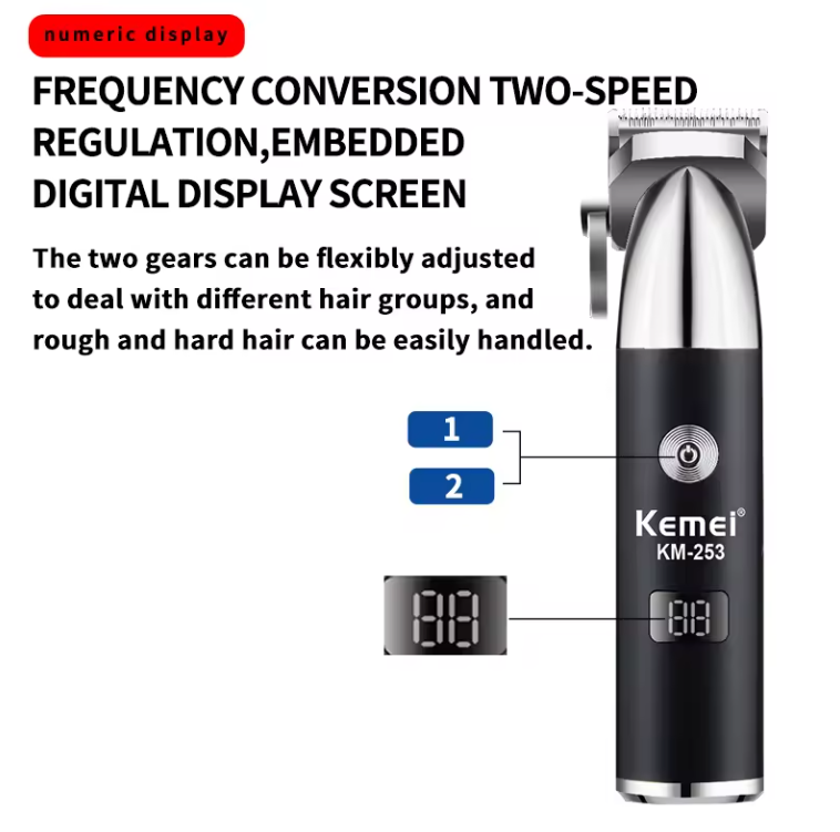 Машинка для стрижки волос Kemei KM-253 с насадками и дисплеем - фото 3
