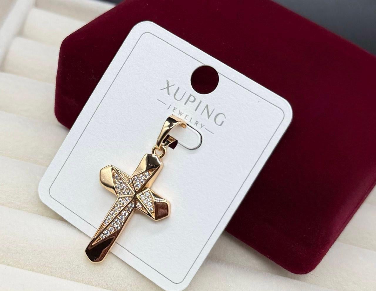 Кулон женский крестик Xuping из медицинского золота с камешками Золотой (2912862484)