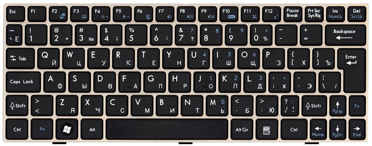 Клавиатура для ноутбука MSI U160/U135 Black