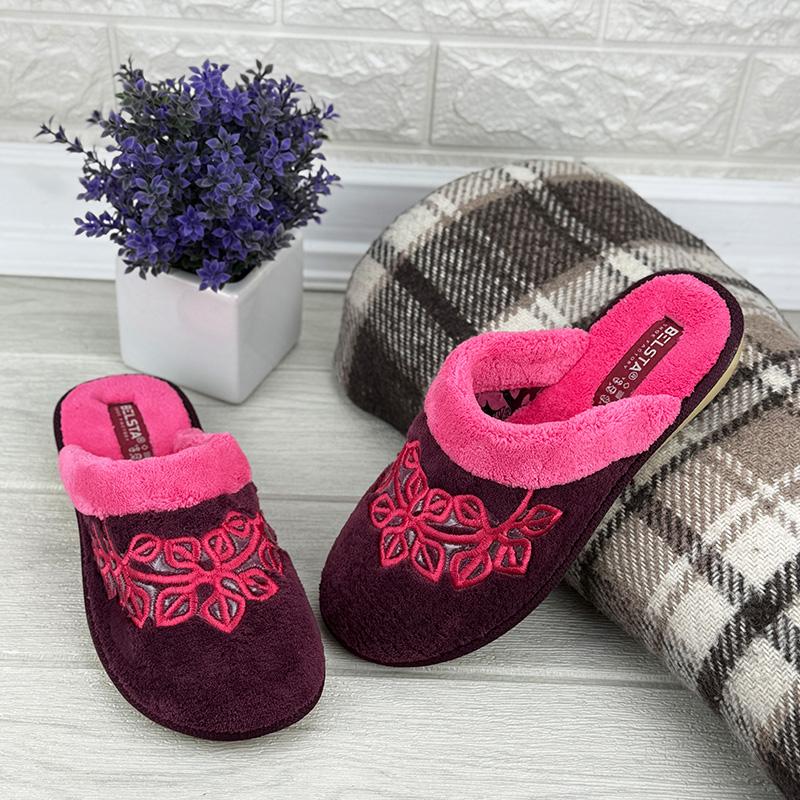 Тапочки кімнатні жіночі Е-00209-5 Бордові p. 41 26,5 см (118920173)