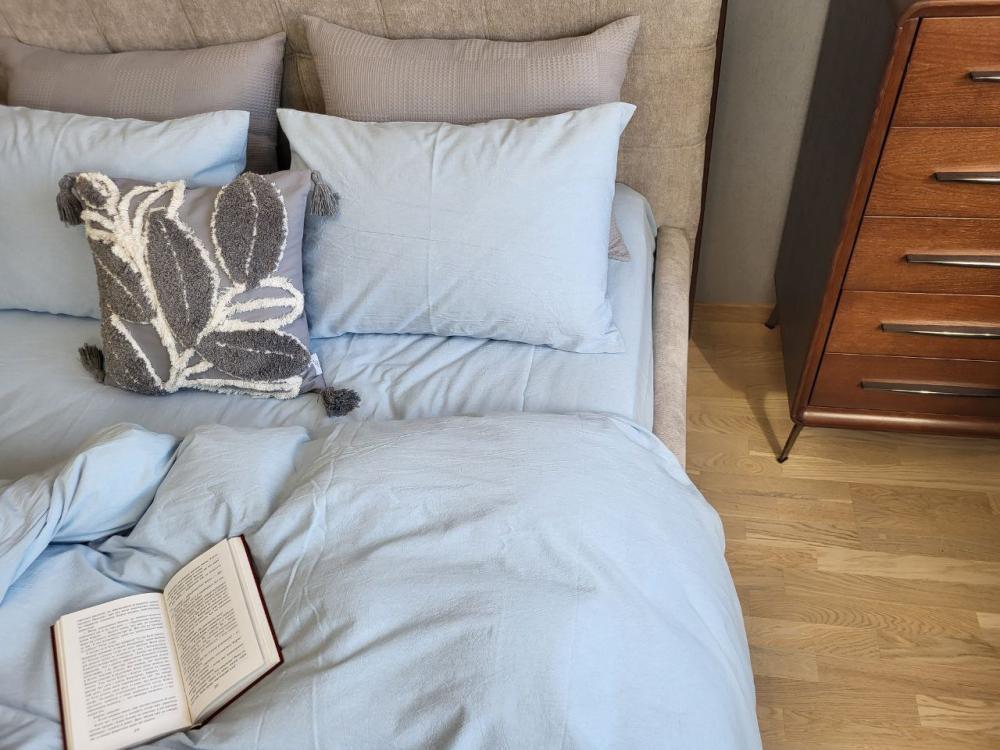 Комплект постельного белья с резинкой База хлопок евро/наволочки 50х70 см Sky Blue (W1281) - фото 3 Комплект постельного белья с резинкой База хлопок евро/наволочки 50х70 см Sky Blue (W1281) - фото 3