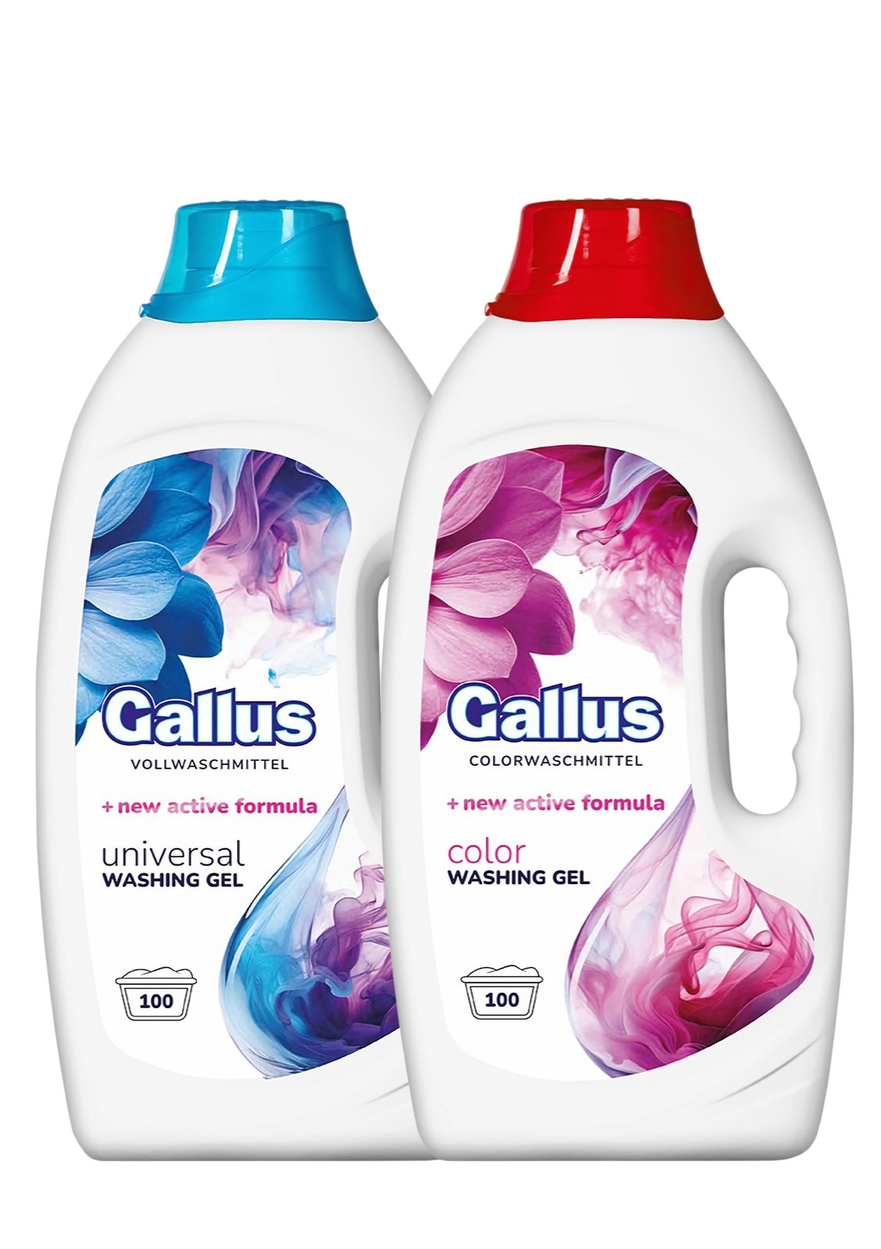Набір гелю для прання білих та кольорових речей Gallus Universal Vollwaschmittel and Colorwaschmittel по 100 циклів прання по 4 л (300193/86)