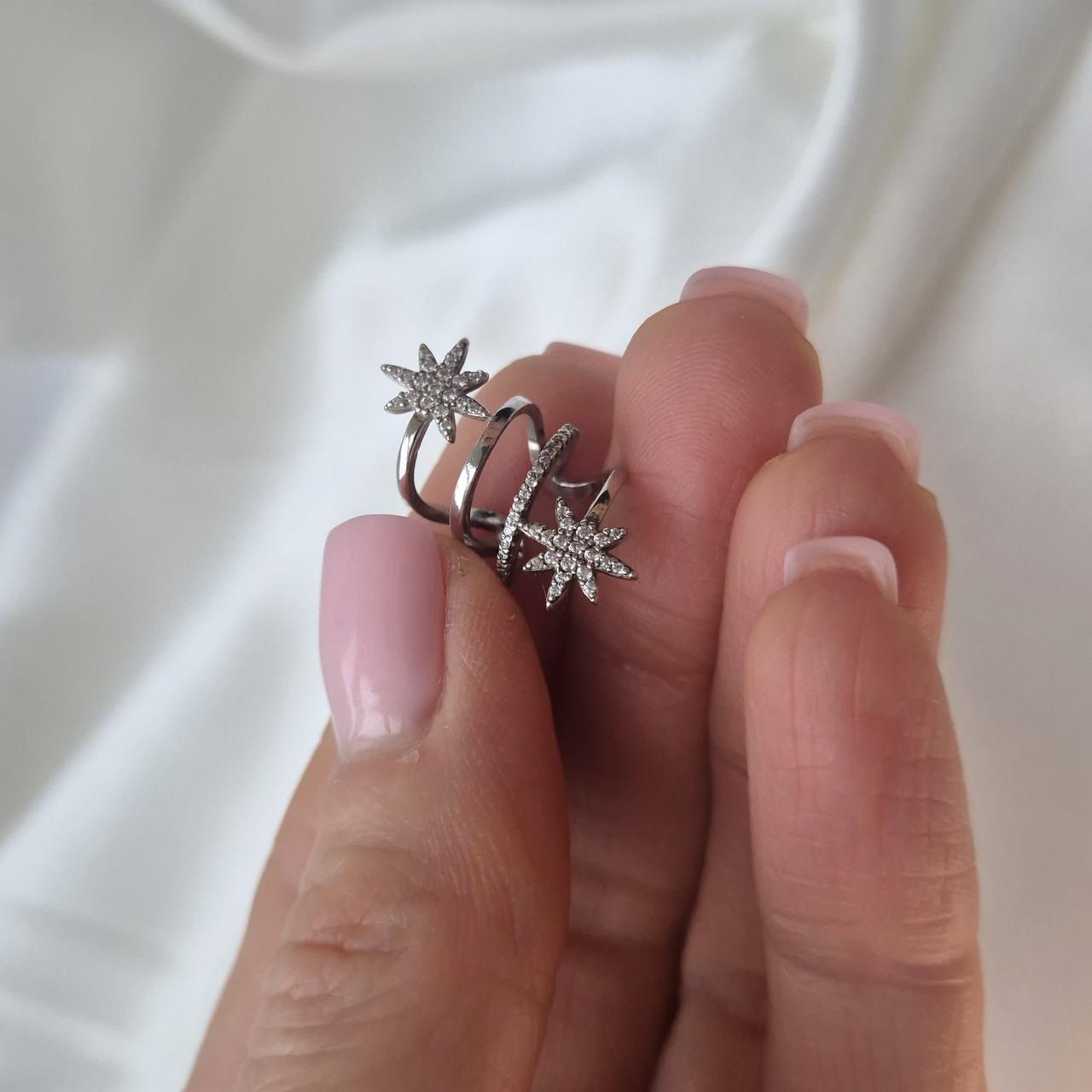 Сережка обманка на хрящик зірки в каменях срібло 925 проби родоване 1,60 г (2419r) - фото 4 Сережка обманка на хрящик зірки в каменях срібло 925 проби родоване 1,60 г (2419r) - фото 4