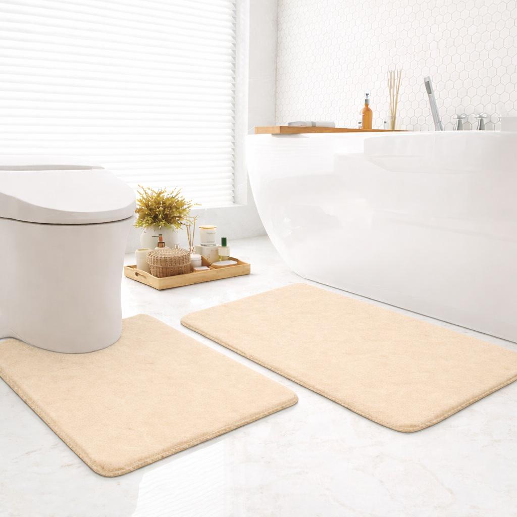 Набор ковриков для ванной VELVET с эффектом памяти 50х80 и U-образный 50х50 см 2 шт. Бежевый (7802820)
