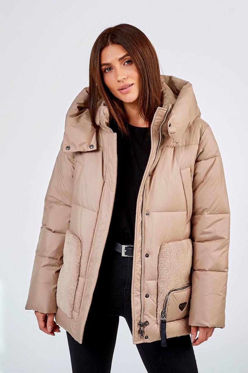 Пуховик зимовий короткий Lora Duvetti р. 44 Капучиновий - фото 3 Пуховик зимовий короткий Lora Duvetti р. 44 Капучиновий - фото 3