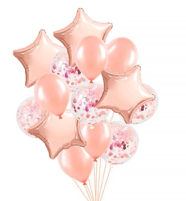 Воздушные шары Star 14 шт. Pink/Gold (51372)