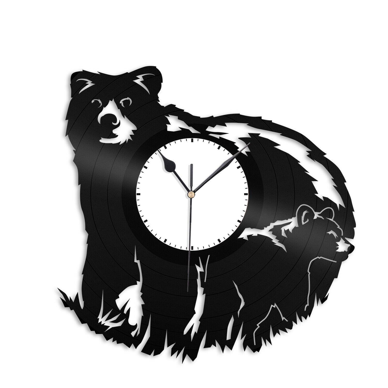 Часы настенные Медведь 1831 из виниловой пластинки
