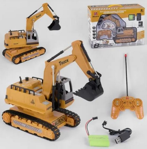 Экскаватор игрушечный на радиоуправлении 614 свет/звук - фото 2