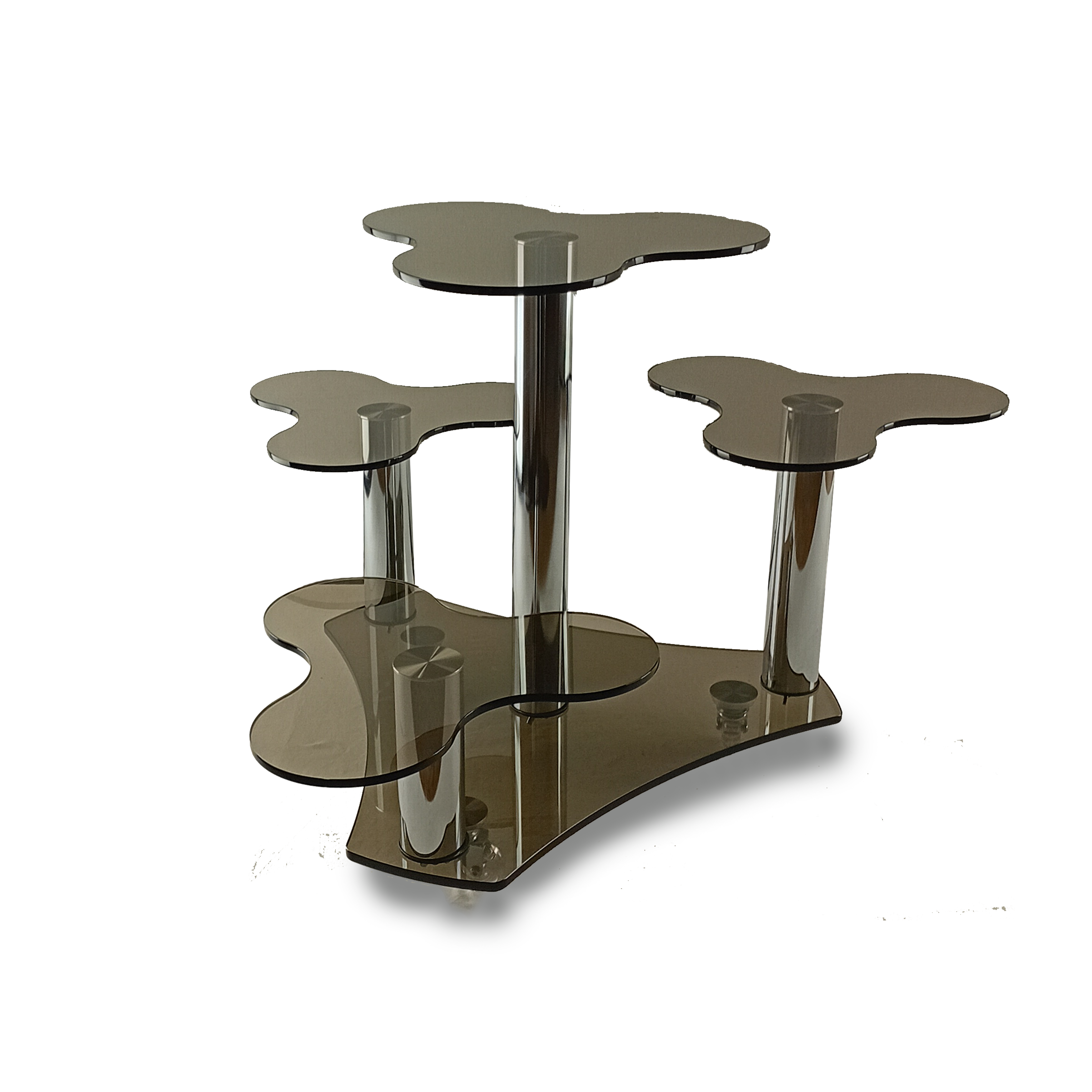 Подставка для цветов Commus Каскад Т bbbbb-chr60 стеклянная на силиконовых колесиках 585х500х550 мм Коричневый/Хром (222210080)