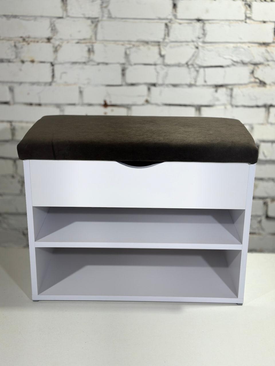 Тумба для обуви ДСП/ткань 30х50х45 см Белый/Шоколад - фото 2