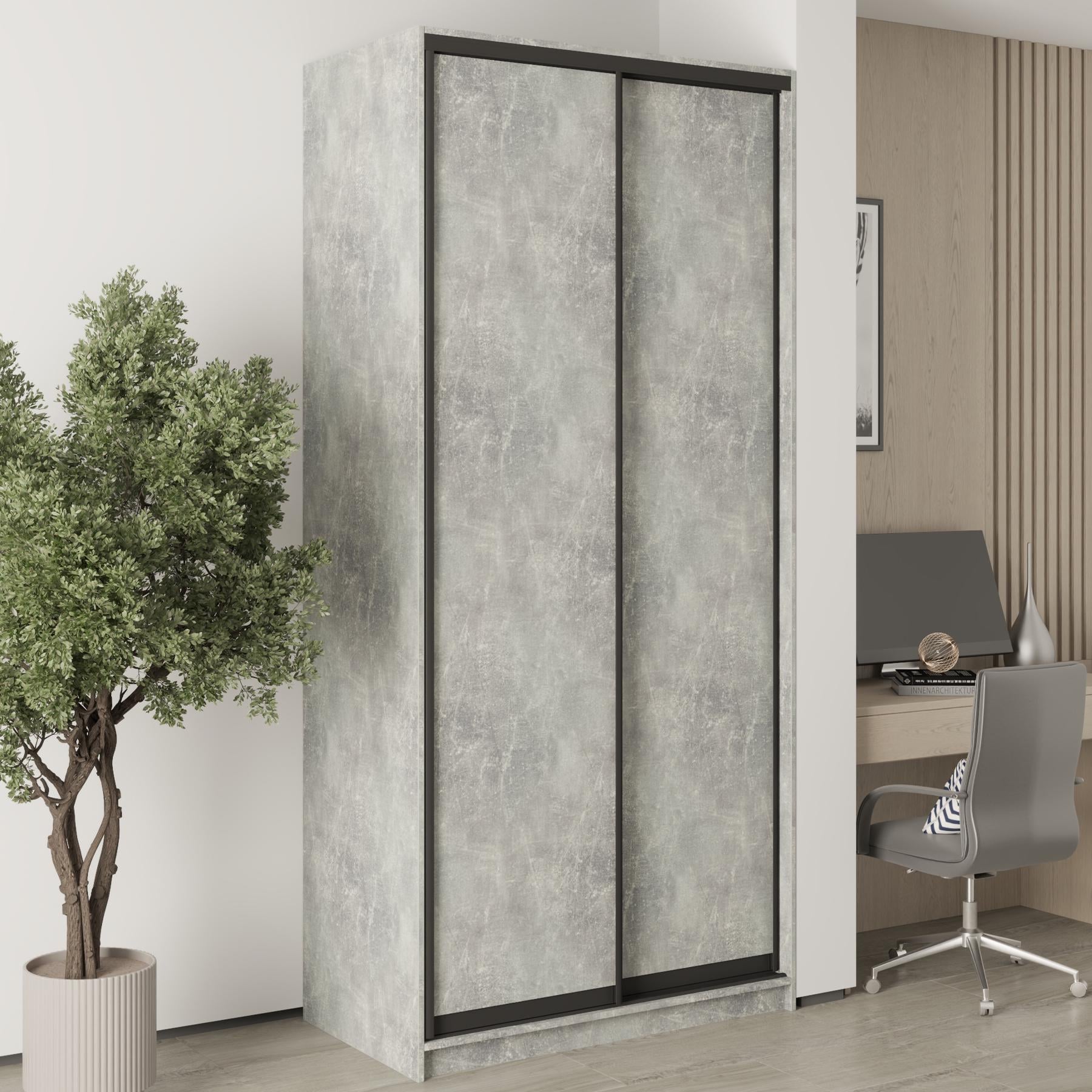 Шкаф-купе двухдверный MebelStar Стандарт BG 2 ДСП 110x45x240 см Бетон (MBS-9968)