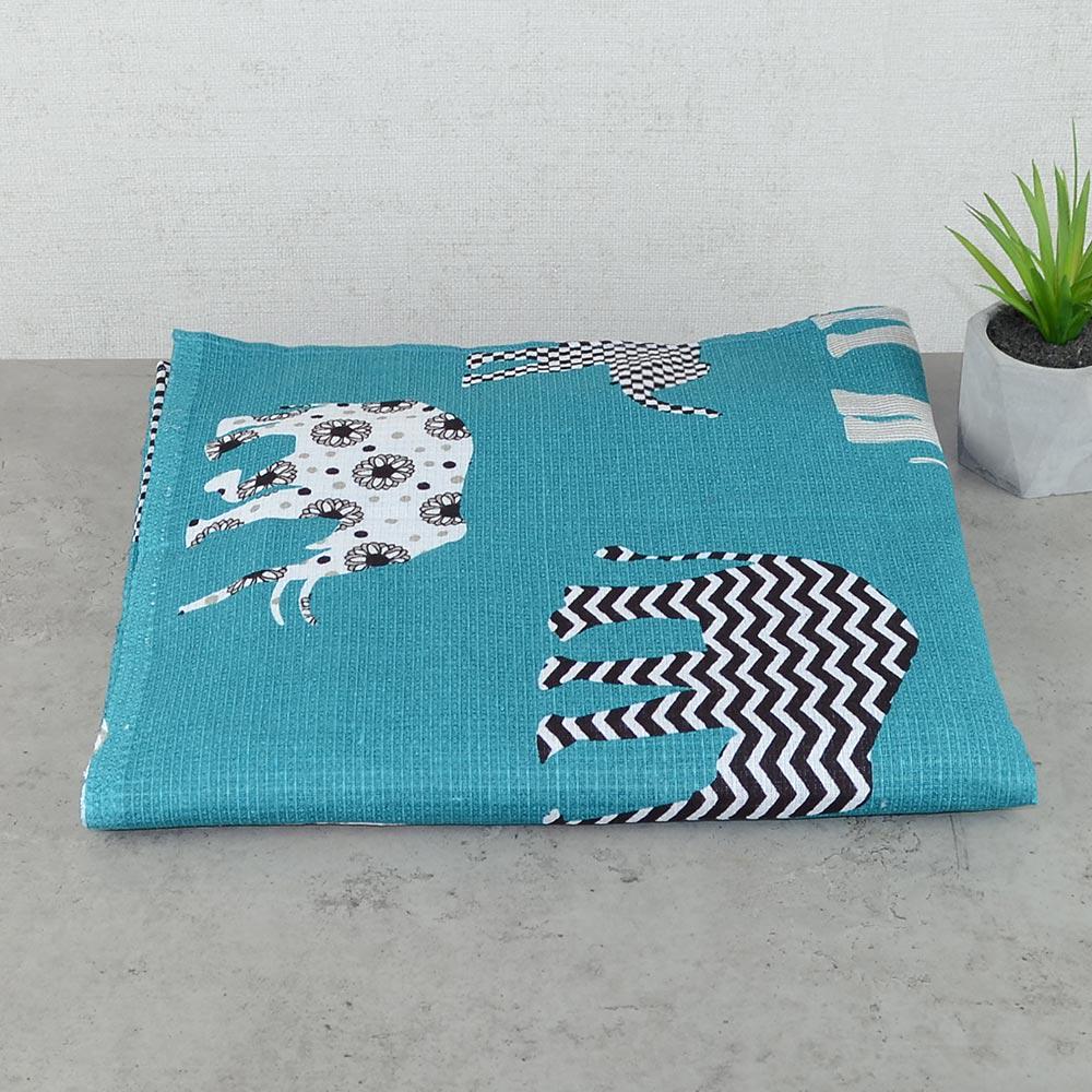 Пляжний вафельний рушник GM Textile Слоники 70х150 см Бірюзовий