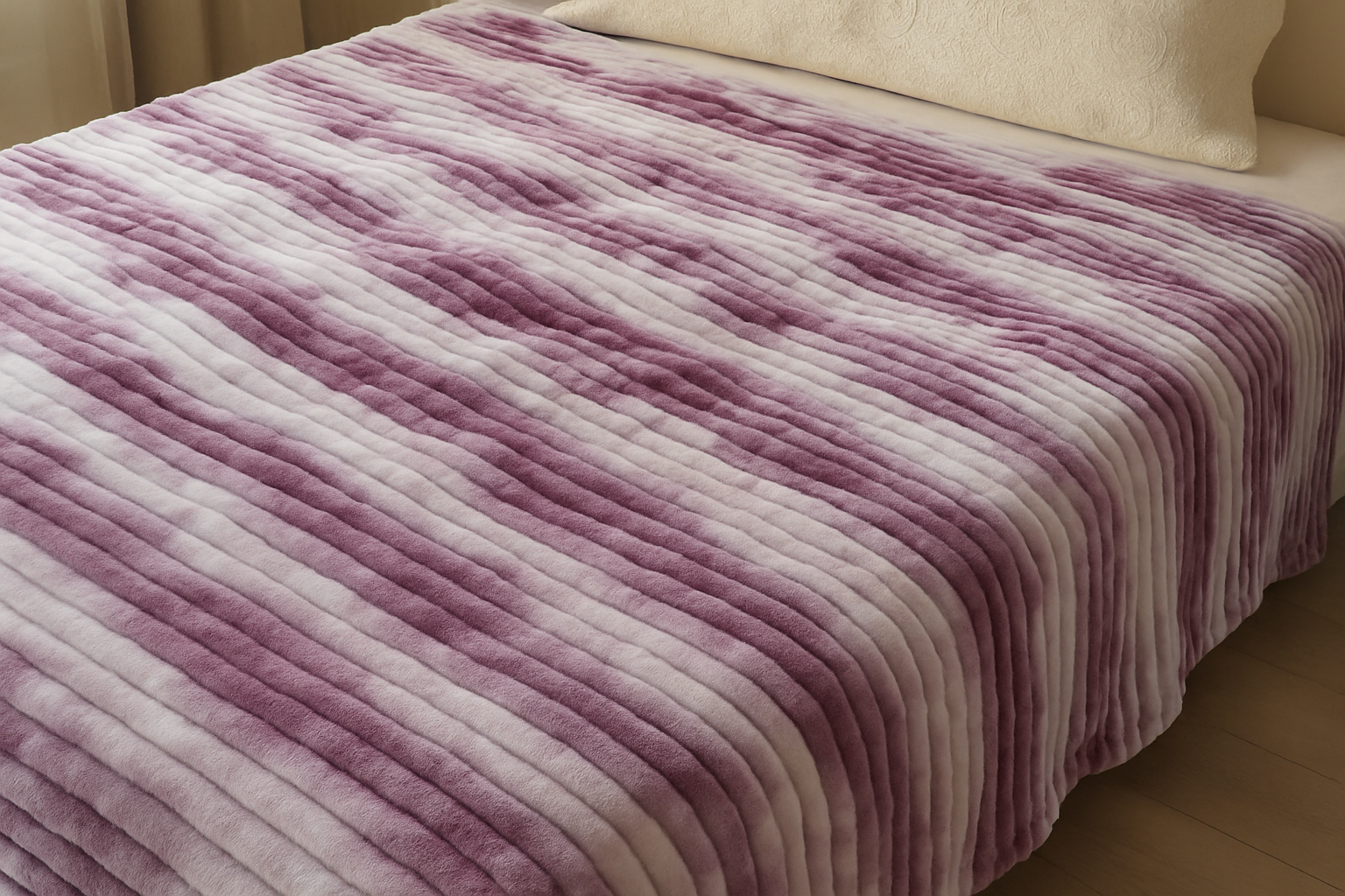 Плед флисовый полуторный Волна 160х210 см Фиолетово-бежевый (F-1-106-80/purple) - фото 2