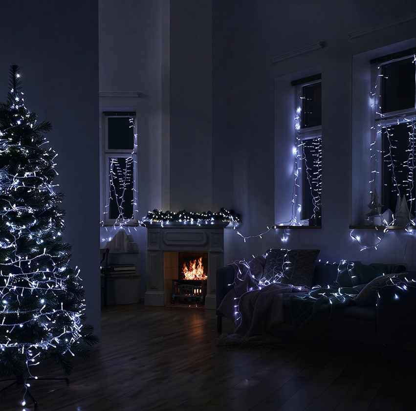 Гирлянда нить уличная 1000 LED 100 м от сети белая нить Белый - фото 3