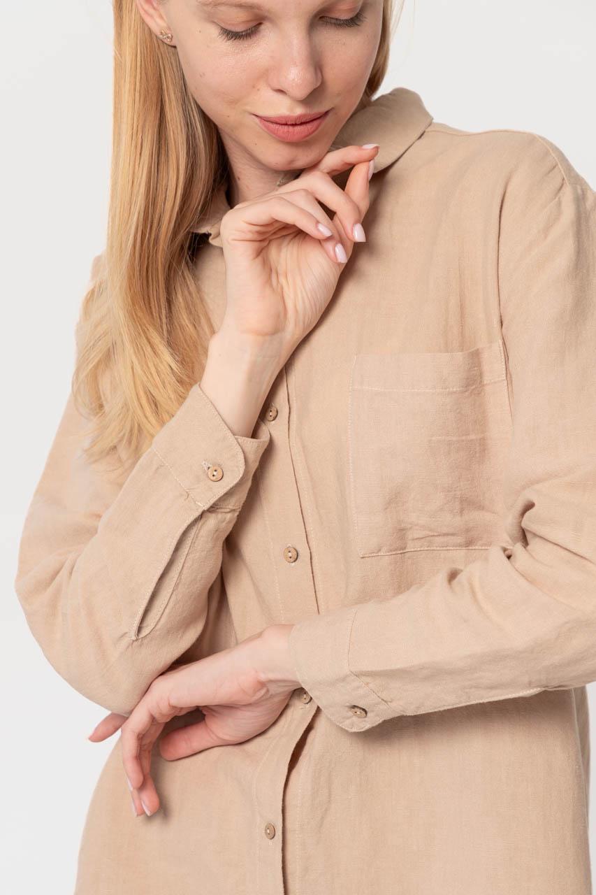 Рубашка домашняя Lotus Home Bruma длинная из льна S Бежевый (26843102) - фото 5 Рубашка домашняя Lotus Home Bruma длинная из льна S Бежевый (26843102) - фото 5