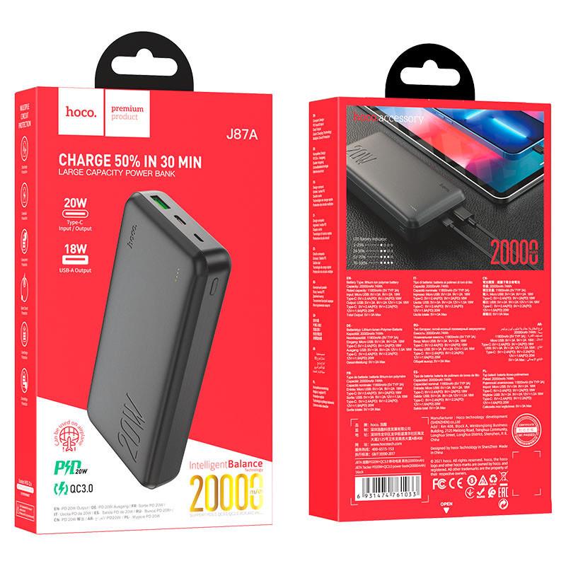 Павербанк Hoco J87A 20000 mAh 20 W быстрая зарядка Black - фото 3