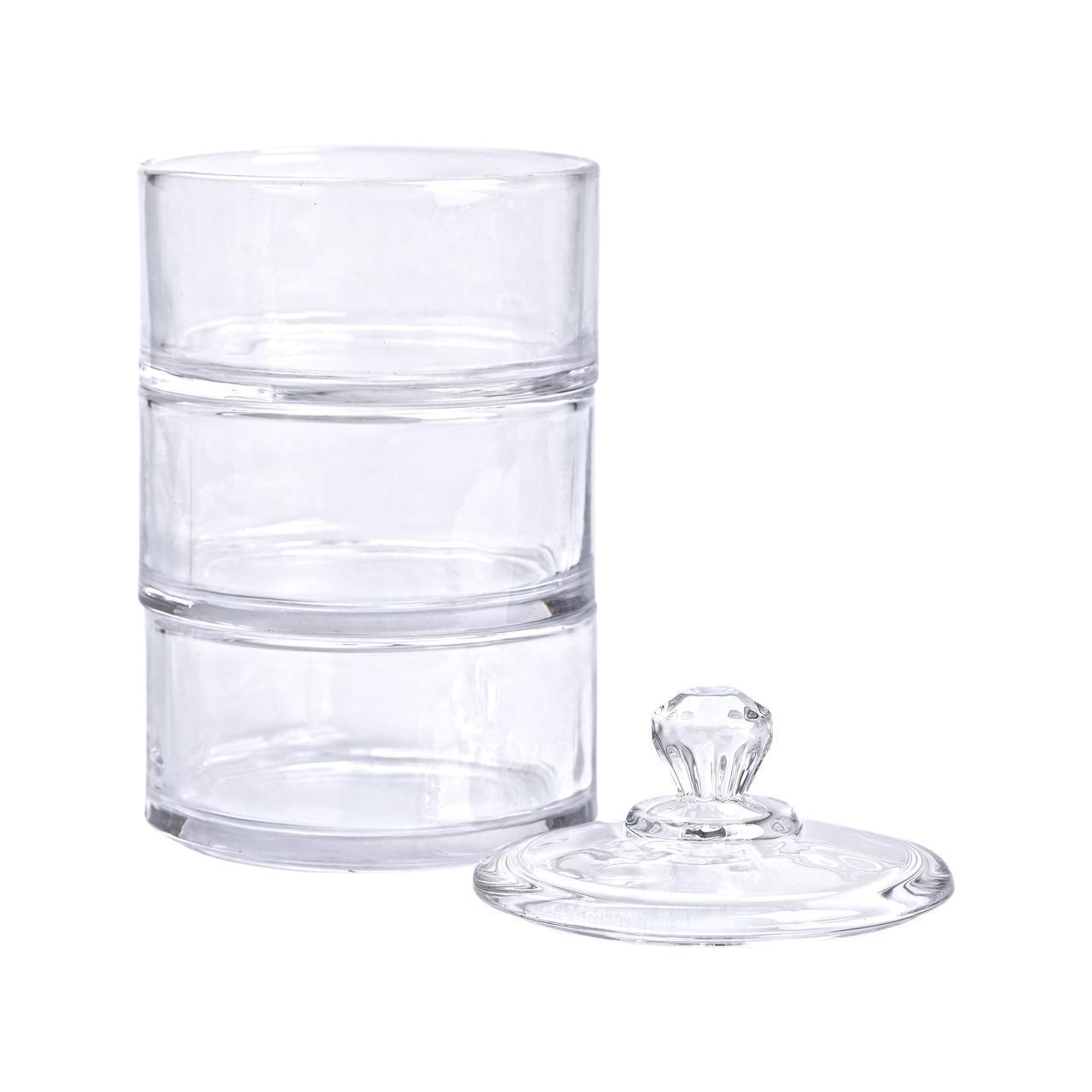 Конфетница трехъярусная стеклянная с крышкой HP-YH-22 Ø 10 см (A-033625) - фото 3