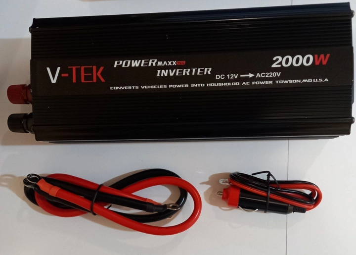 Инвентор автомобильный V-TEK PowerMaxx-SSK 2000 W 12-220 В USB с охлаждением Черный (14-36-2000vtek) - фото 3