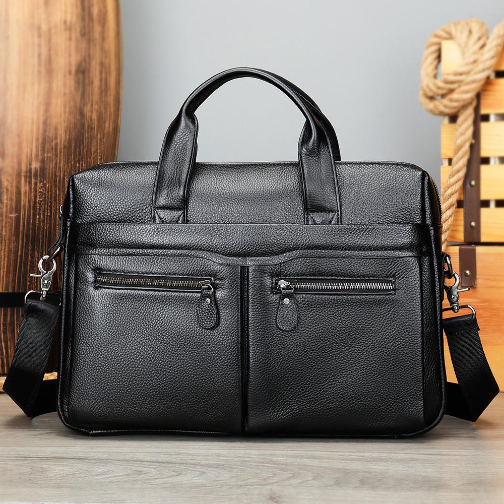 Портфель чоловічий Lorian з відділенням для ноутбуку з натуральної шкіри Чорний (LR 259006-black) - фото 3
