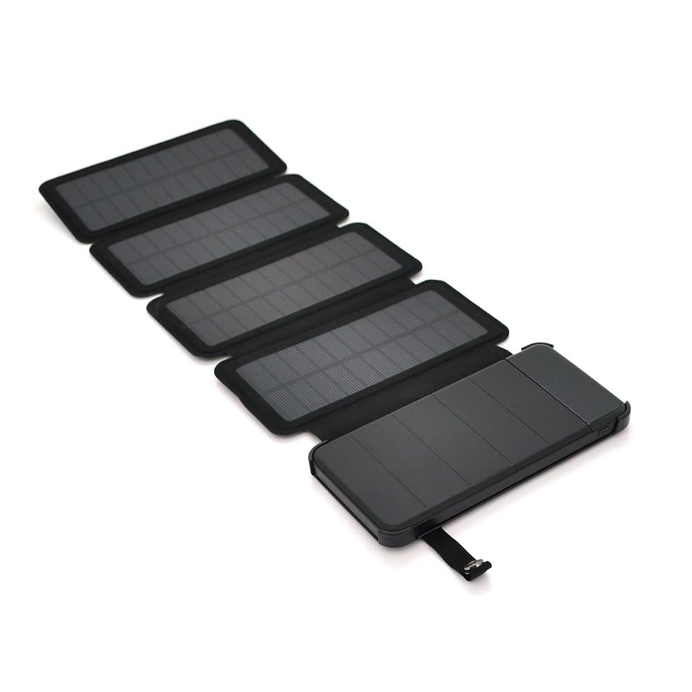 Повербанк Black Corton 1705-4 12000 mAh Solar 5V/200 mAh 2xUSB 5V/1A/2,1A USB microUSB ударозащищенный/прорезиненный (DR012267)