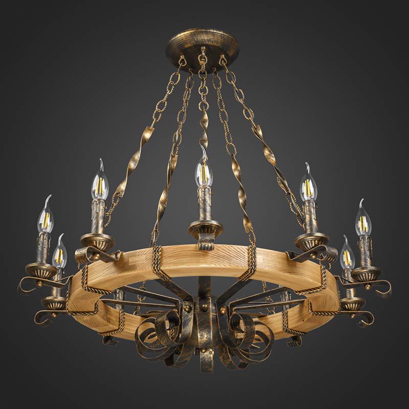 Люстра дерев'яна Light House DL-13069 на десять ламп