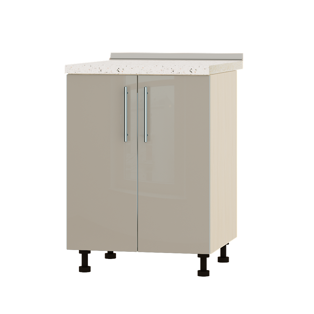 Шкаф нижний Эверест Акрил модуль под мойку Низ Н84-600 60х47х85 см Норковый глянец/Дуб Молочный (04708)