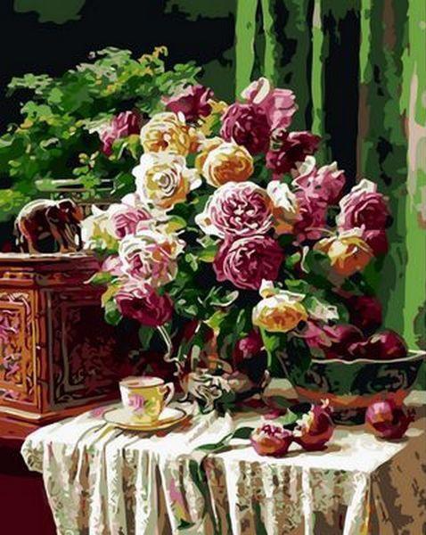 Картина по номерам Mariposa Бордовые розы и гранаты 40x50 см (Q1358)