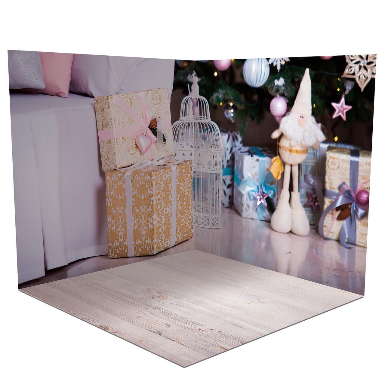 Новогодний угловой фотофон, виниловый 160x160 см Frontlit 450 г/м2 №58517