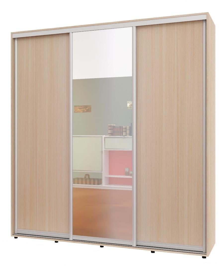 Шкаф-купе трехдверный Алекса ШК-04 ДСП/зеркало/ДСП 230x70x210 см Дуб молочный