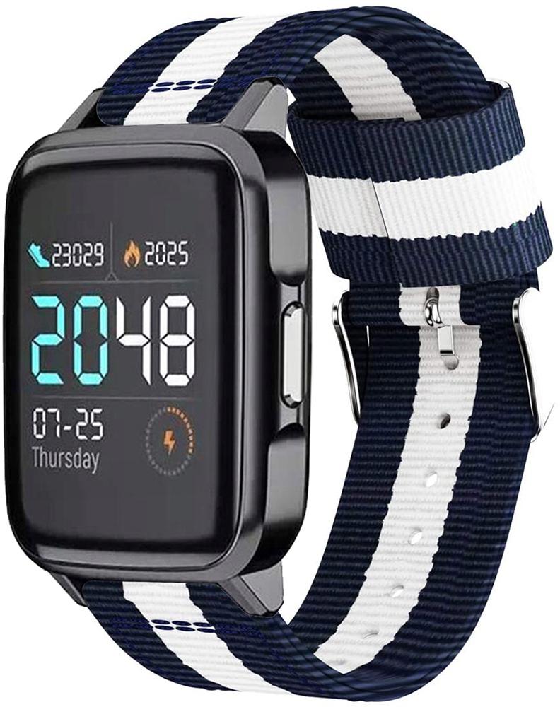 Ремешок тканевый Canvas для Haylou Smart Watch 2 LS02 Blue/White (20584)