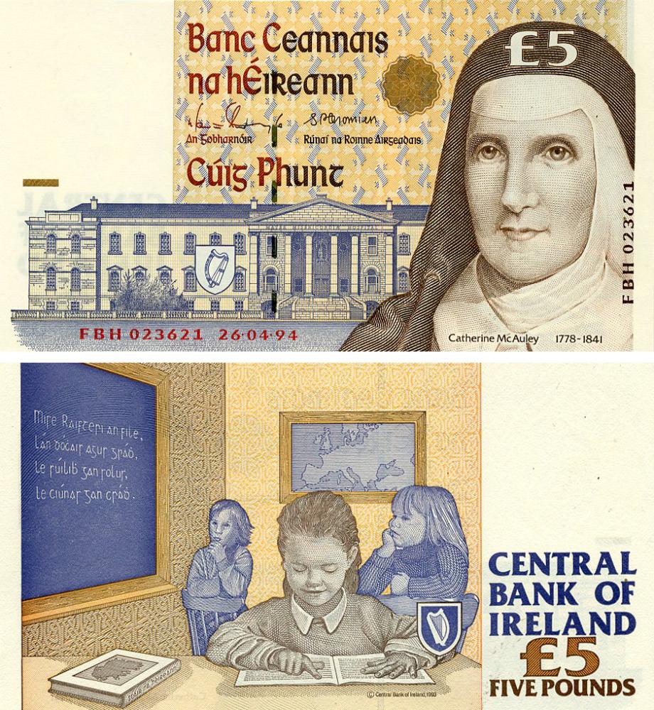 Коллекционная банкнота Ирландия 5 фунтов 1994 UNC (P75a)