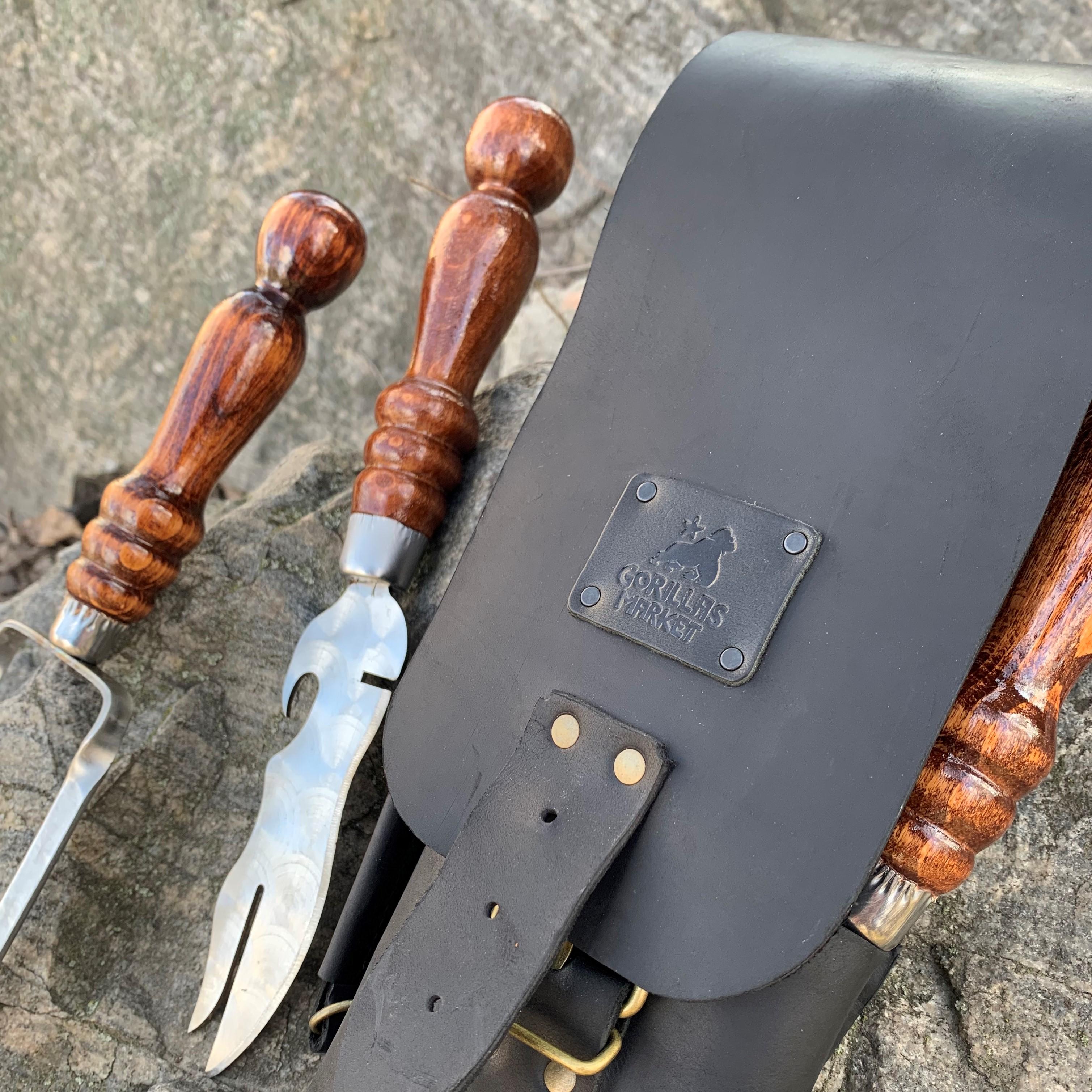 Набір шампурів Колчан Мах Gorillas BBQ в шкіряному чохлі Black - фото 5 Набір шампурів Колчан Мах Gorillas BBQ в шкіряному чохлі Black - фото 5