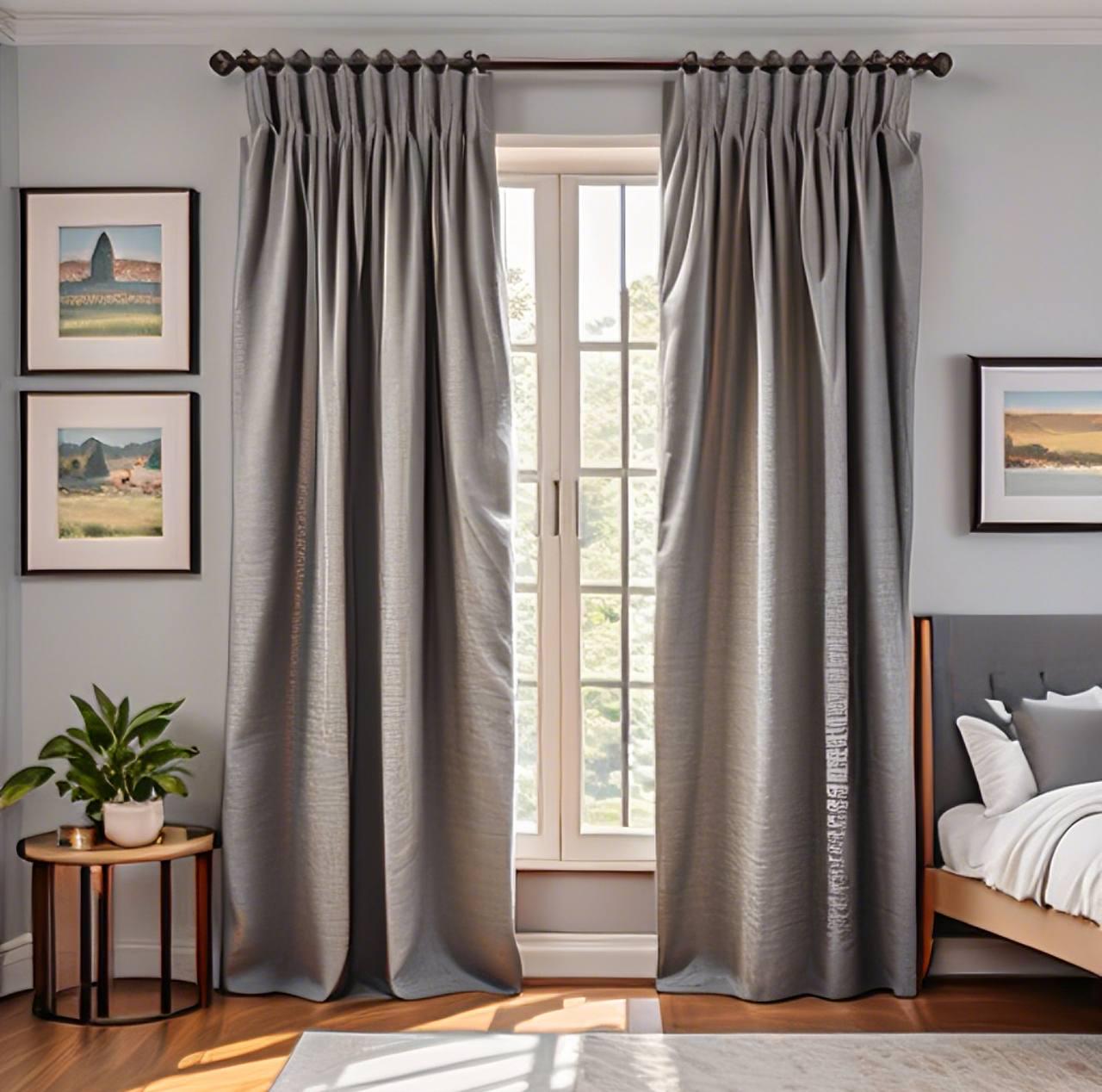 Тюль из льна на тесьме 600x265 см Серый (0076)