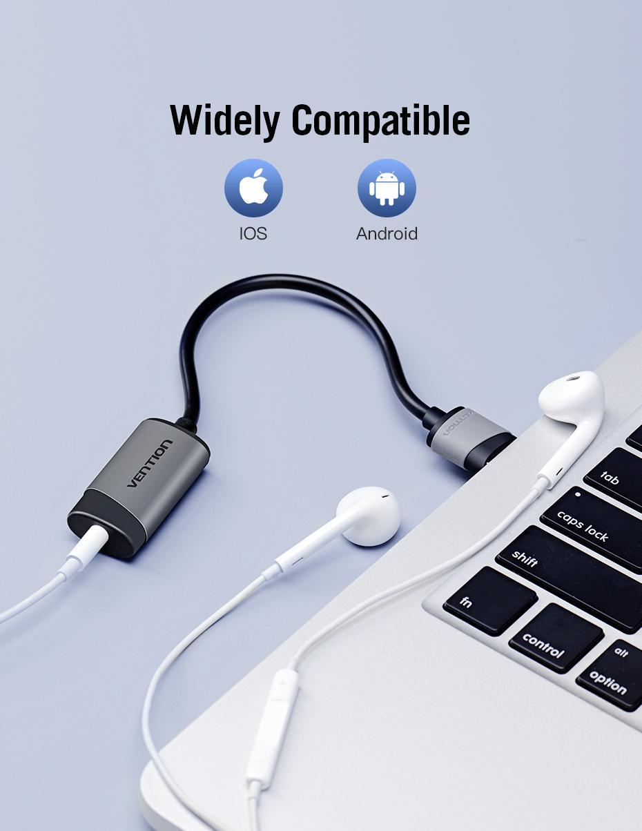 Звукова карта з підтримкою мікрофону Vention USB-3,5 мм minijack 16 біт/48 кГц TRRS AUX 2-піновий Сірий (CDJHB) - фото 5 Звукова карта з підтримкою мікрофону Vention USB-3,5 мм minijack 16 біт/48 кГц TRRS AUX 2-піновий Сірий (CDJHB) - фото 5