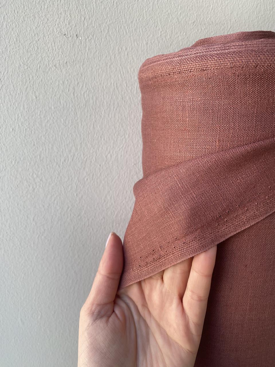 Ткань LINEN PLUS 100% лен 143 см 134/603 Терракотовый - фото 2